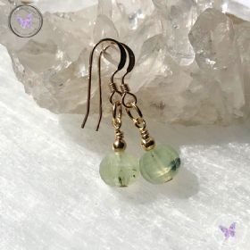 Gold Prehnite Facet Gemstone Earrings